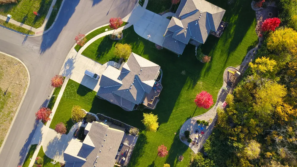 Top-down aerial view of a residential property